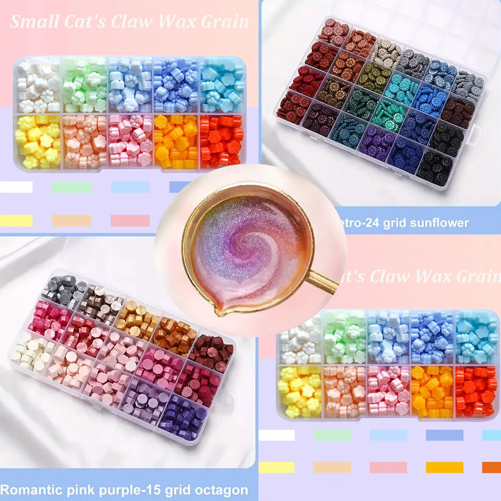 Wax Seal Letter Kit - 600개 박스형 실링 왁스 비즈, 24칸