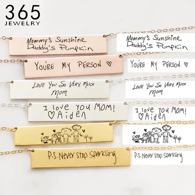 Handwriting Necklace Bar - 맞춤형 필기 이름 바 펜던트 목걸이,