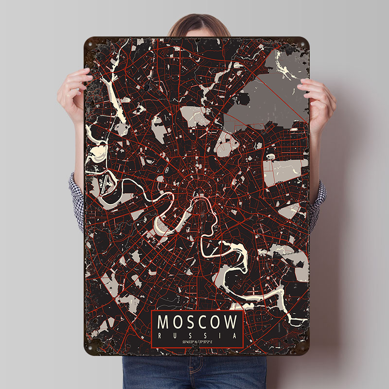 모스크바 도시 지도 벡터 금속 포스터 맞춤형 벽 예술  - Custom Map Poster 리뷰 및 가격