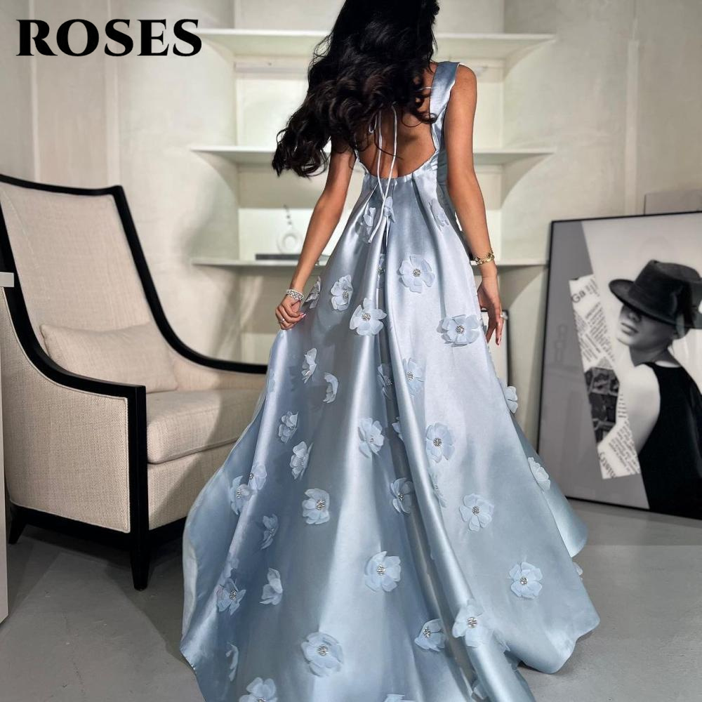 로즈 스카이 블루 3D 플라워 파티 드레스 오픈 백 스 - Custom Night Sky 리뷰 및 가격