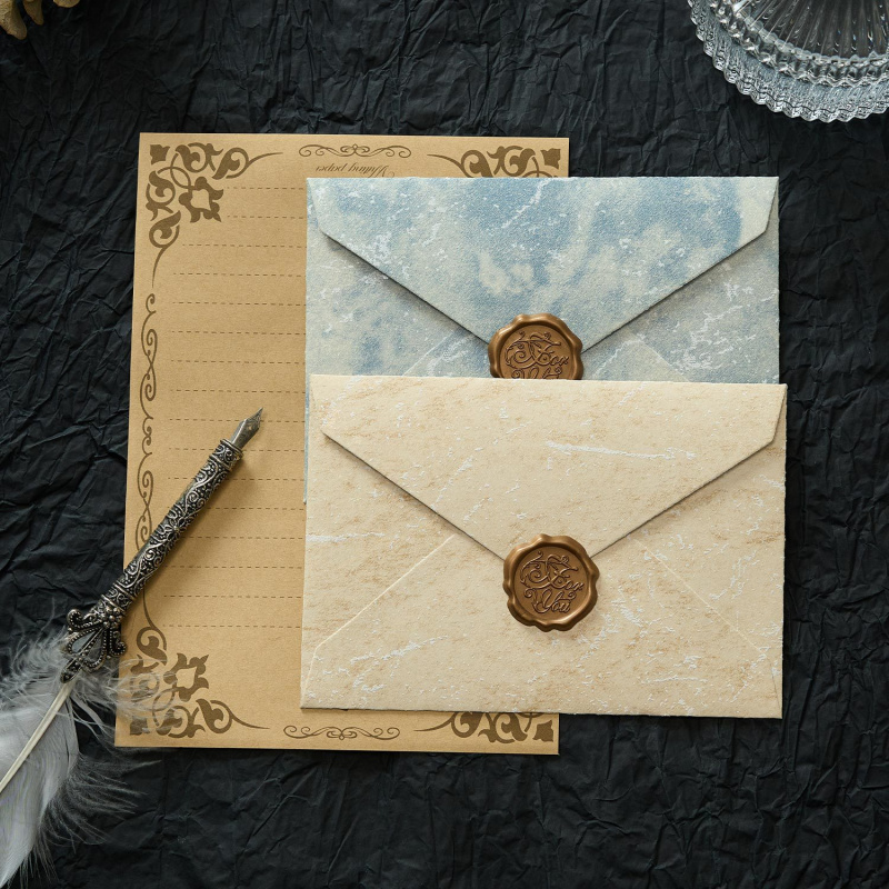 5pcs 금박 그림자 봉투 채널 스타일 질감 봉투 필기 - Wax Seal Letter Kit 리뷰 및 가격