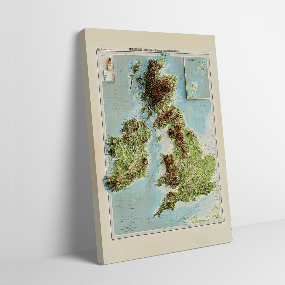 1922년 영국 제도의 3D 릴리프 지도 인쇄 포스터  - Custom Map Poster 리뷰 및 가격