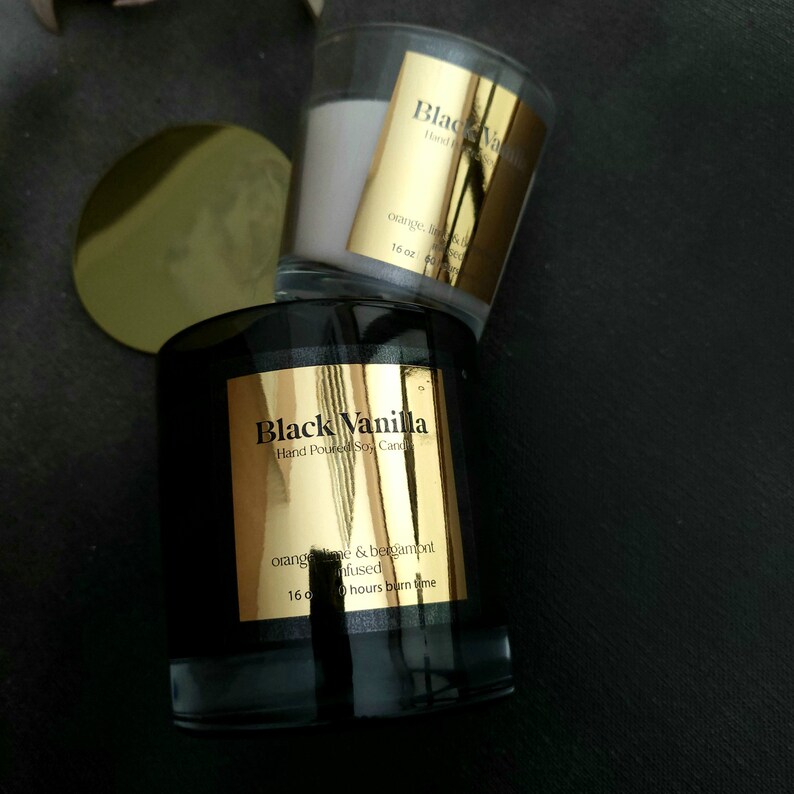 중소 기업 로고 이름에 대 한 사용자 지정 반짝이 골드 - Personalised Candle Label 리뷰 및 가격