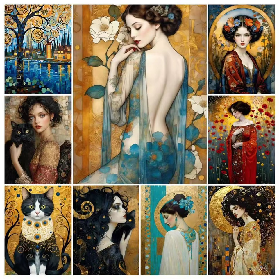다이아몬드 페인팅 레트로 골든 스타일 고양이 디자인 다 - Photo Mosaic Print 리뷰 및 가격