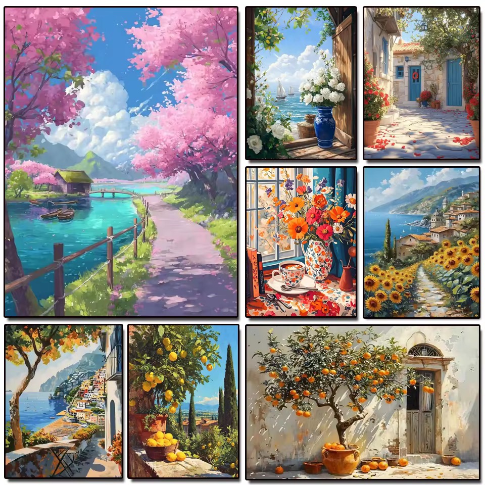 다이아몬드 페인팅 지중해 풍경 다이아몬드 모자이크 수제 - Photo Mosaic Print 리뷰 및 가격