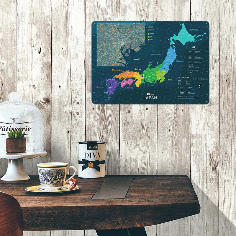 일본과 도쿄 지도 포스터 맞춤형 벽 장식 빈티지 금속  - Custom Map Poster 리뷰 및 가격
